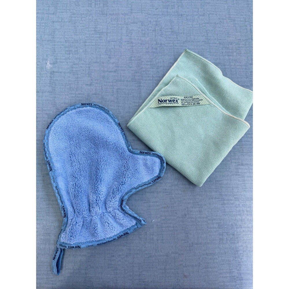 N.O.R.W.E.X. Dusting Mitt + Enviro Teal Blue Set Microfiber -new